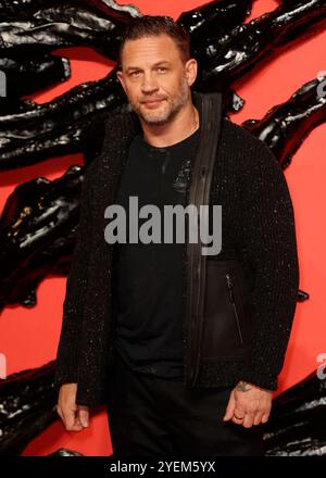 London, Großbritannien. Oktober 2024. Tom Hardy besuchte die britische Premiere von „Venom: The Last Dance“ im BFI IMAX, Waterloo, London (Foto: Mario Mitsis/SOPA Images/SIPA USA) Credit: SIPA USA/Alamy Live News Stockfoto