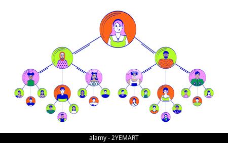 Hierarchieteam-Doodle-Illustrationskonzept Stock Vektor