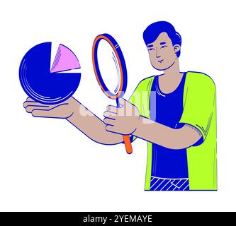 Datenanalyst Vergrößerungsglas-Doodle-Illustrationskonzept Stock Vektor