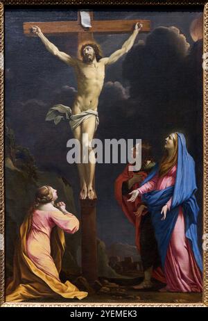 Christus am Kreuz mit den Magdalen, der Jungfrau Maria und dem Heiligen Johannes dem Evangelisten, um 1643, Eustache Le Sueur (1616-1655), die Nationalgalerie, Stockfoto