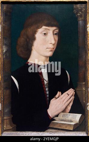 A Young man at Prayer, Mitte der 1470er Jahre, Hans Memling (aktiv 1465; gestorben 1494), The National Gallery, London, UK Stockfoto