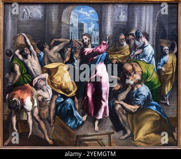 Christus, der die Händler aus dem Tempel treibt, um 1600, El Greco (1541-1614), die National Gallery, London, UK Stockfoto