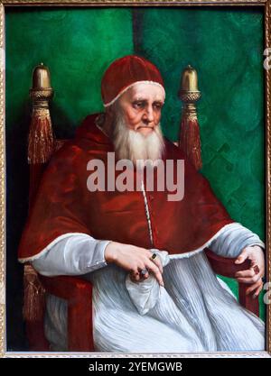 Porträt von Papst Julius II., 1511, Raphael (1483–1520), National Gallery, London, UK Stockfoto