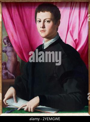 Porträt eines jungen Mannes, wahrscheinlich 1550-1555, Bronzino (1503-1572), The National Gallery, London, UK Stockfoto