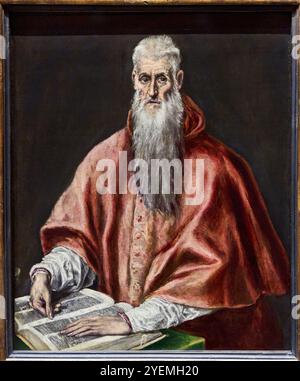 Saint Jerome als Kardinal, 1590–1600, möglicherweise von El Greco (1541–1614), The National Gallery, London, UK Stockfoto