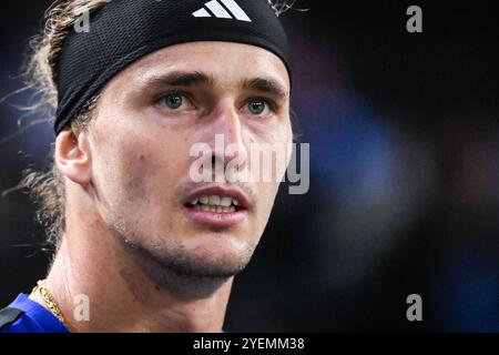 Paris, Frankreich, Frankreich. 31. Oktober 2024. Alexander ZVEREV aus Deutschland am vierten Tag des Rolex Paris Masters 1000 Tennis Turniers in der Accor Arena am 31. Oktober 2024 in Paris. (Kreditbild: © Matthieu Mirville/ZUMA Press Wire) NUR REDAKTIONELLE VERWENDUNG! Nicht für kommerzielle ZWECKE! Stockfoto