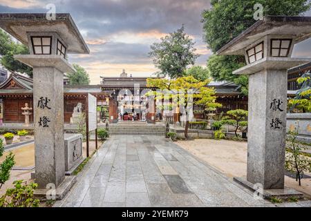 Der Kushida-Schrein an einem nassen stürmischen Tag in Fukuoka, Japan am 2. Oktober 2024 Stockfoto