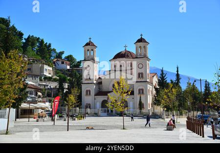 Blick von der Kathedrale Saint Demetrius in Berat, Albanien Stockfoto