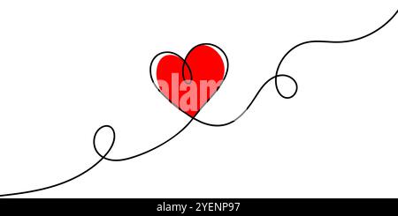 Süßes, süßes Herz. Durchgehende einzeilige Zeichnung. Stock Vektor