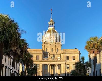 Savannahs Gold Dome City Hall, Savannah, Georgia, USA Stockfoto