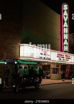 Savannah Theatre in der Abenddämmerung, Savannah, Georgia, USA Stockfoto