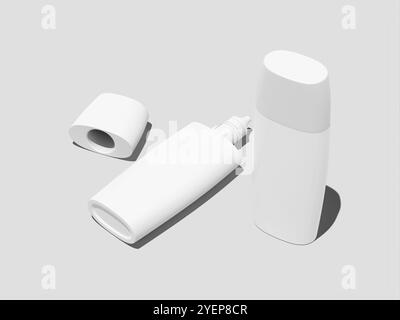 3D White Leere Tube Packaging Mockup Rendering Stockfoto