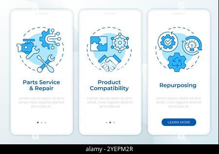 Reverse Engineering verwendet den blauen Onboarding-Bildschirm der mobilen App Stock Vektor