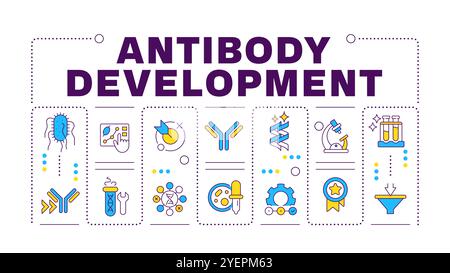 Antikörperentwicklungswort-Konzept isoliert auf weiß Stock Vektor