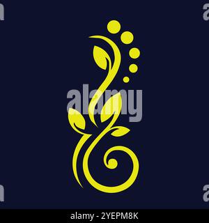 Dekoratives Blumendesign Ein klassisches schwarzes und weißes Blumendesign mit eleganten, geschwungenen Blättern und komplizierten Details Stock Vektor