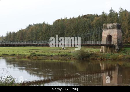 Preisgekrönte Union Chain Bridge verbindet England und Schottland. Stockfoto