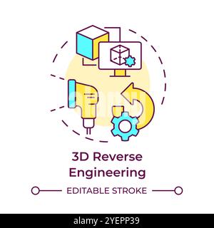 Symbol für mehrfarbiges 3D-Reverse Engineering-Konzept Stock Vektor