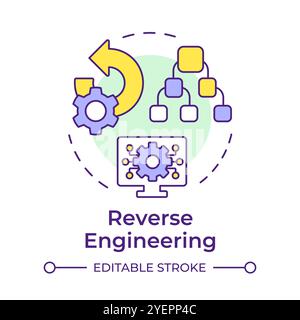 Symbol für Reverse Engineering mit mehrfarbigem Konzept Stock Vektor