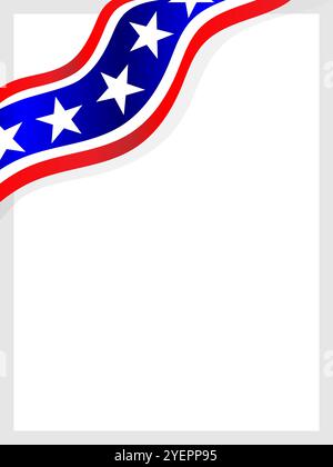 Dekoratives Eckband für amerikanische Flaggensymbole mit Leerzeichen für Text. Stock Vektor