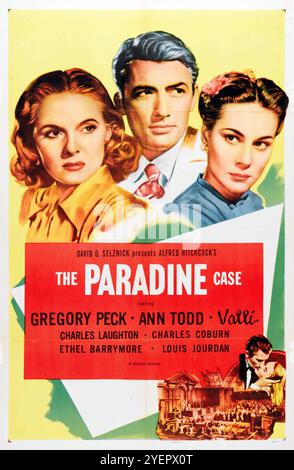 Filmplakat (1947) Alfred Hitchcocks the Paradine Case, Gregory Peck, Ann Todd, Valli, Ethel Barrymore, Charles Coburn Stockfoto