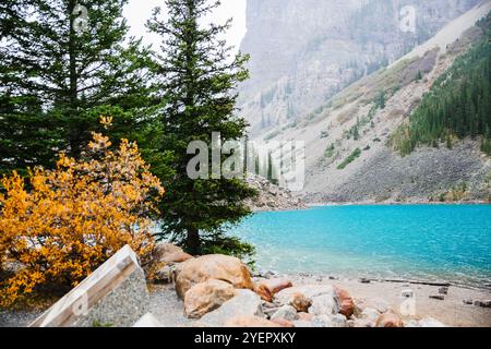 Moraine Lake in Banff im Herbst Stockfoto
