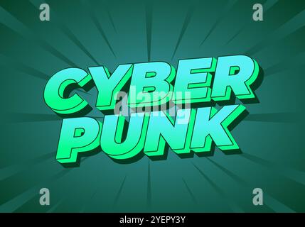 Cyber Punk. Texteffekt in Fettschrift im 3D-Stil Stock Vektor
