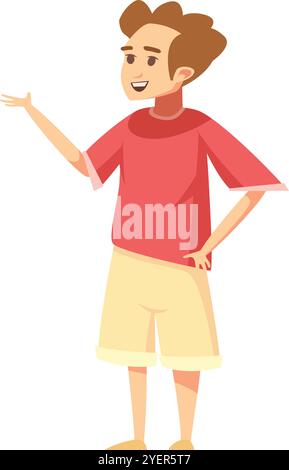 Einladende Cartoonfigur: Freundlicher Mann, Der Handshake-Vektor-Kunst Anbietet Stock Vektor