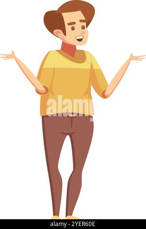 Zeichentrickzeichnung eines glücklichen Mannes in lässiger Kleidung Stock Vektor
