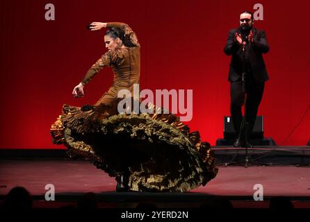 Córdoba, 21.11.2022. Letzte Phase des Córdoba Flamenco-Kunstwettbewerbs im Gran Teatro. Lucía Fernández González, Lucía «La Bronce», während ihres Auftritts. Foto: Valerio Merino. ARCHCOR. Quelle: Album / Archivo ABC / Valerio Merino Stockfoto