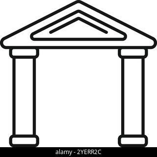 Architektonisches Element mit zwei Säulen, die ein dreieckiges Dach unterstützen, ideal für Projekte im Zusammenhang mit Bau, Geschichte oder klassischem Design Stock Vektor