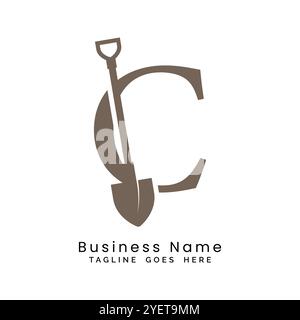 Logodesign mit Buchstabe C. Symbol für Aufbau des Buchstaben C Stock Vektor