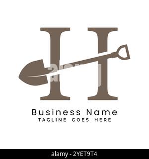Logodesign mit Buchstabe H-Schaufel. Symbol für die Konstruktion des Buchstaben H Stock Vektor