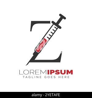 Letter Z Injection Logo Design. Abbildung des Symbols „Spritze mit Buchstabe Z“ Stock Vektor