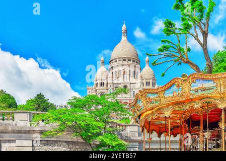 PARIS, Frankreich - 4. Juli 2016: Sacre Coeur Kathedrale auf Hügel von Montmartre, Paris. Frankreich. Stockfoto