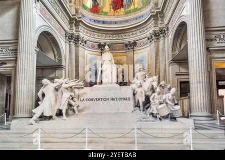 Innenseite, innen Französisch Mausoleum für große Leute von Frankreich - das Pantheon in Paris. Denkmal La Convention Nationale. Stockfoto