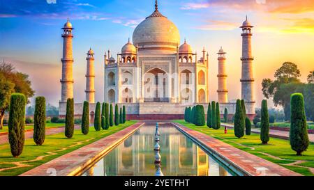 Taj Mahal, antike historische Stätte, auf natürlichem Hintergrund Stockfoto