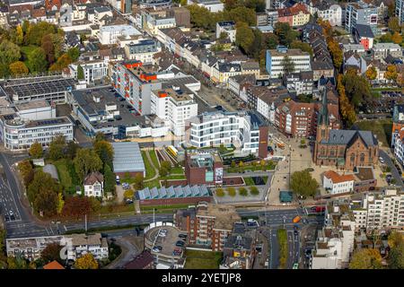 Luftbild, Bahnhofstraße Einkaufstraße und Innenstadt City, Europagarten und Europaplatz mit Kreuzkirche, LWL-Museum für Archäologie und Kultur, Westfälisches Landesmuseum, Herne-Mitte, Herne, Ruhrgebiet, Nordrhein-Westfalen, Deutschland ACHTUNGxMINDESTHONORARx60xEURO *** Luftansicht, Einkaufsstraße Bahnhofstraße und Stadtzentrum, Europagarten und Europaplatz mit Kreuzkirche, LWL Museum für Archäologie und Kultur, Westfälisches Landesmuseum, Herne Mitte, Herne, Ruhrgebiet, Nordrhein-Westfalen, Deutschland ACHTUNGxMINDESTHONORARx60xEURO Stockfoto