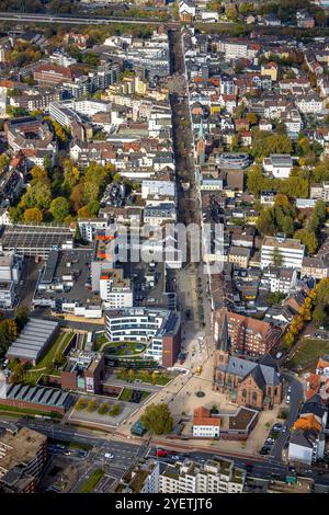 Luftbild, Bahnhofstraße Einkaufstraße und Innenstadt City, Europagarten und Europaplatz, Kreuzkirche, LWL-Museum für Archäologie und Kultur, Westfälisches Landesmuseum, Herne-Mitte, Herne, Ruhrgebiet, Nordrhein-Westfalen, Deutschland ACHTUNGxMINDESTHONORARx60xEURO *** aus der Vogelperspektive, Einkaufsstraße Bahnhofstraße und Stadtzentrum, Europagarten und Europaplatz, Kreuzkirche, LWL Museum für Archäologie und Kultur, Westfälisches Landesmuseum, Herne Mitte, Herne, Ruhrgebiet, Nordrhein-Westfalen, Deutschland ACHTUNGxMINDESTHONORARx60xEURO Stockfoto