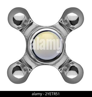 Chrom Waschbecken Wasserhahn Griff ausgeschnitten auf weiß. Stockfoto