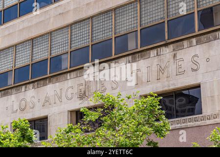 Los Angeles, CA, USA - 24. Mai 2024: Zeitungsgebäude der Los Angeles Times. Stockfoto