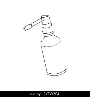 Rachenspray. Einzeilige Art. Gesundheitswesen und medizinisches Konzept. Handgezeichnete Vektorgrafik. Stock Vektor