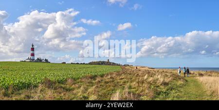 Happisburgh Lighthouse North Norfolk Coast leidet stark unter Küstenerosion Stockfoto
