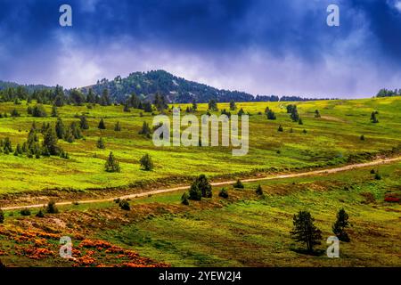 Bilder von Col de Pailheres. Dieser Berg liegt im Département Ariège in den französischen Pyrenäen. Dieser Pass gipfelt in einer Höhe von 2.001 Metern. Stockfoto