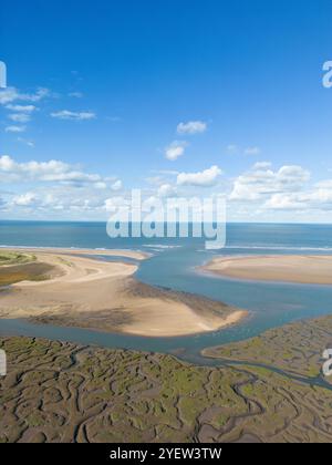 Salzwiesen aus der Vogelperspektive Thornham North Norfolk Coast Stockfoto