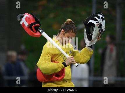 Brüssel, Belgien November 2024. Boris Feldheim reagiert auf ein Hockeyspiel zwischen Racing und Leopold am Freitag, den 1. November 2024 in Brüssel, am 9. Tag der belgischen Hockeymeisterschaft. BELGA FOTO JOHN THYS Credit: Belga News Agency/Alamy Live News Stockfoto