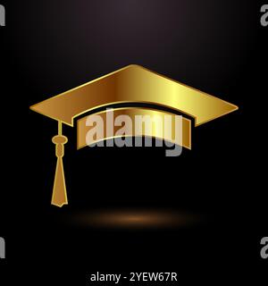 Goldene Graduiertenhut-Icon-Illustration, Akademiekappe Logozeichen Stock Vektor