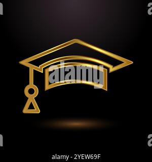 Goldene Graduiertenhut-Icon-Illustration, Akademiekappe Logozeichen Stock Vektor