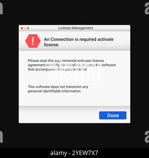 Moderne Lizenznachricht für Benutzer. Warnmeldung mit Informationen. Stock Vektor
