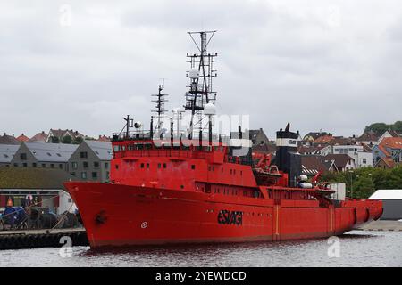 Stavanger, Norwegen - 24. August 2024 Esvagt Beta ist ein Besatzungsschiff. Mit Hilfe dieses Schiffes wird die Besatzung so gewechselt, dass das unterstützte Schiff repräsentieren kann Stockfoto