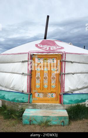 Traditionelles Haus. Tür. Elsen. Mongolei Stockfoto